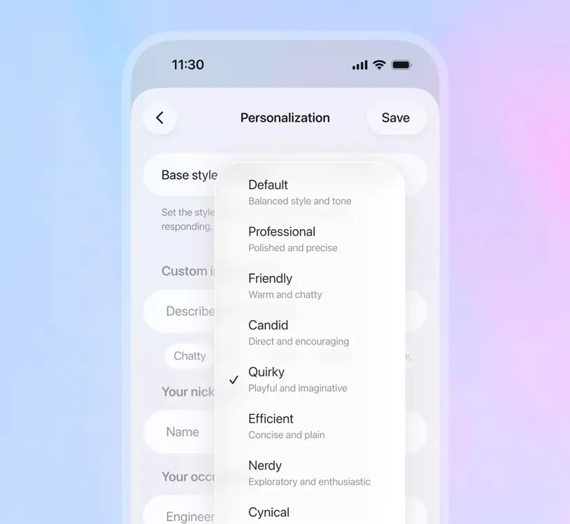 chatgpt 5.1 személyiség